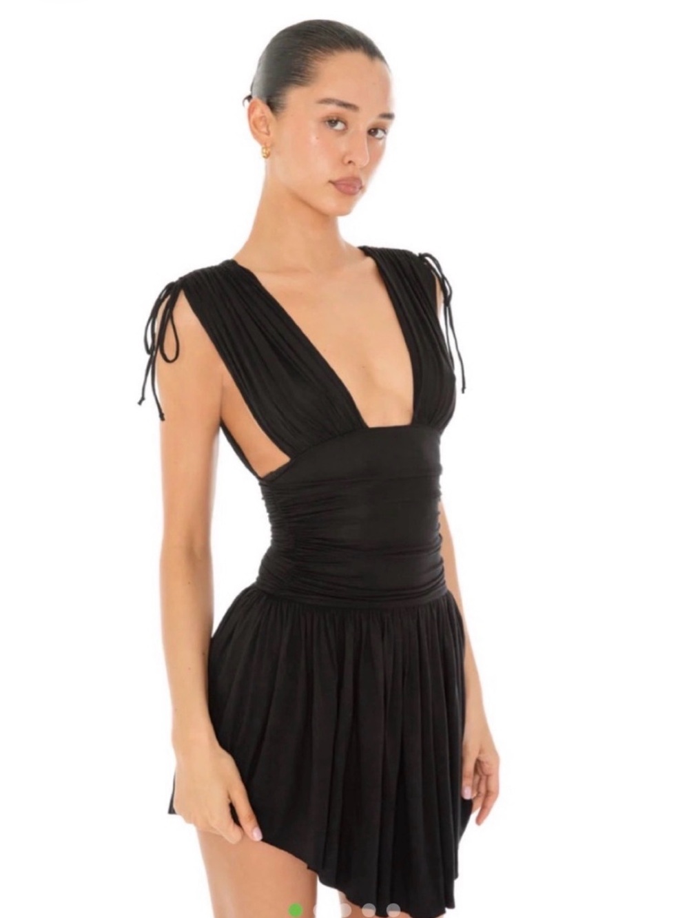 ARE YOU AM I Black Tie-Shoulder Mini Dress